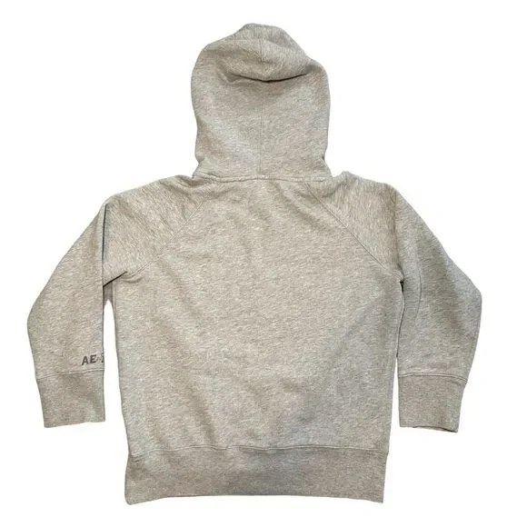 American Eagle Hoodie Women Size M Gray Pullover Preppy Academia AEO Est 77 Y2K - Picture 3 of 14